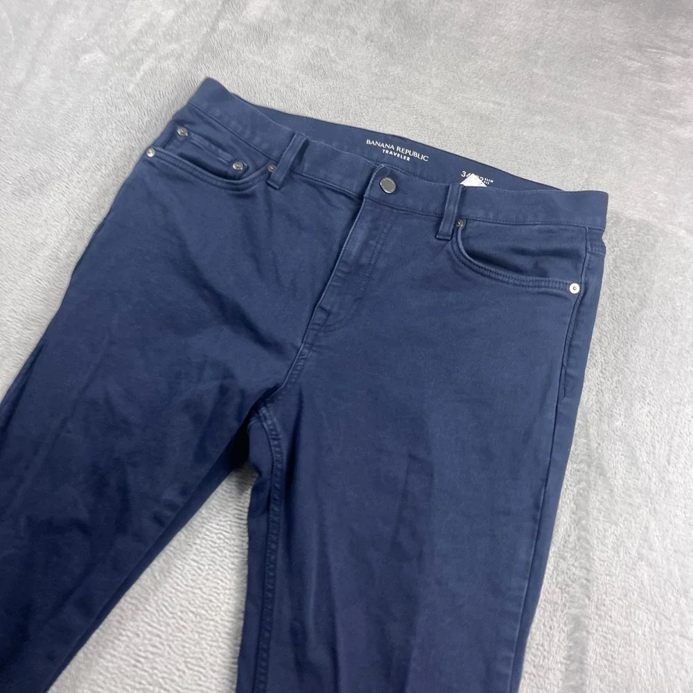 Banana Republic Traveler Slim Fit Pants Mens 34x32‎ Navy Blue 5-Pocket Chino
